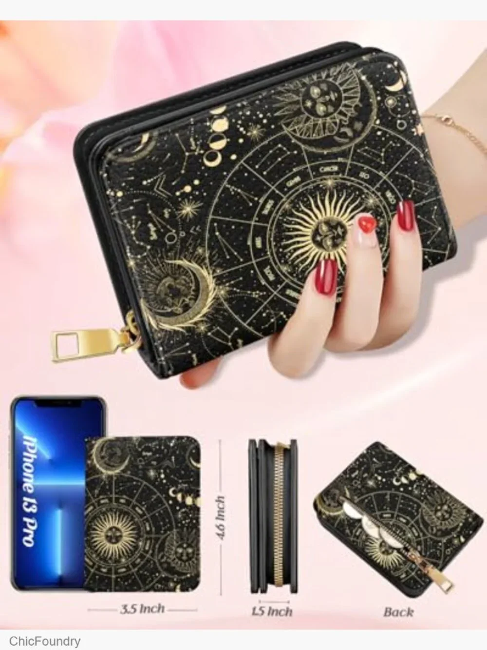 RFID Accordion Card Holder Wallet for Women Large Capacity Zip Around